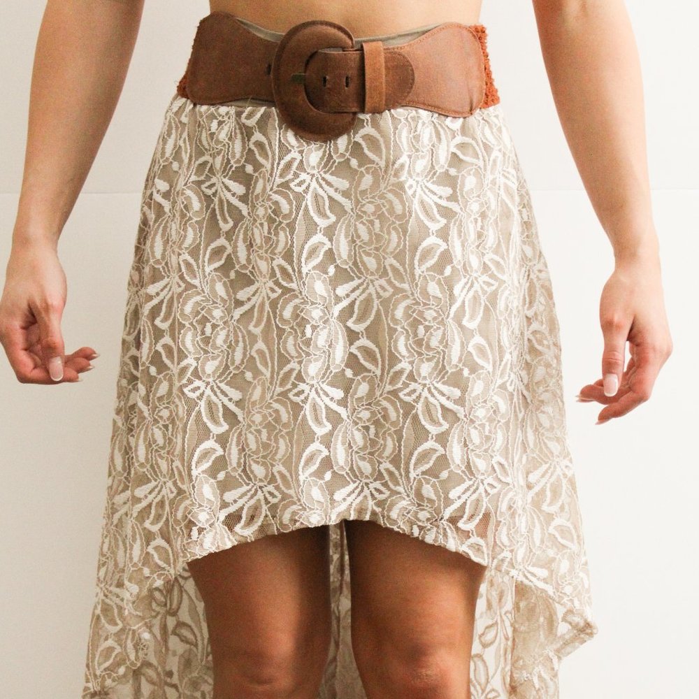 Hi-Low Laced Cream and white skirt
